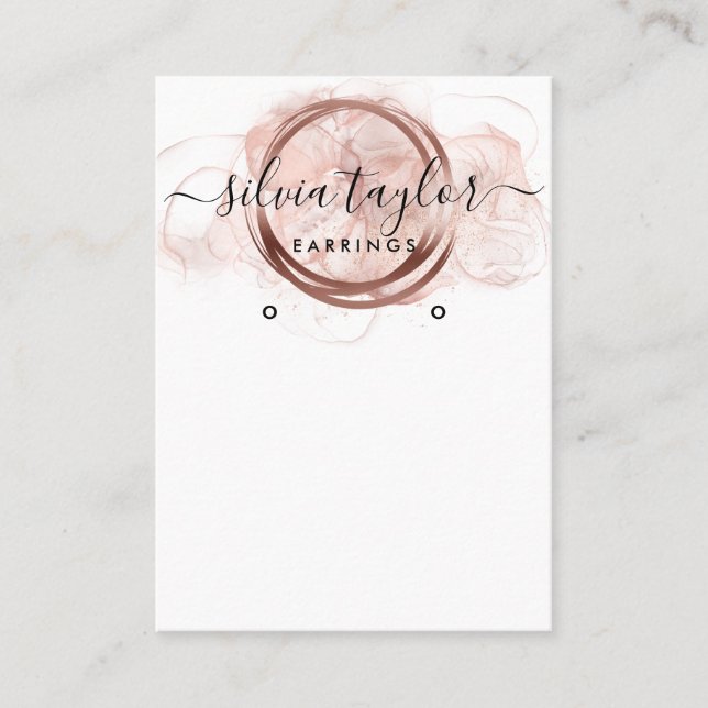 Rose Gold Calligraphy art Earrage carte d'affichag (Devant)