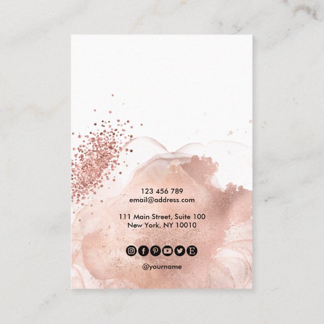 Rose Gold Calligraphy art Earrage carte d'affichag (Dos)