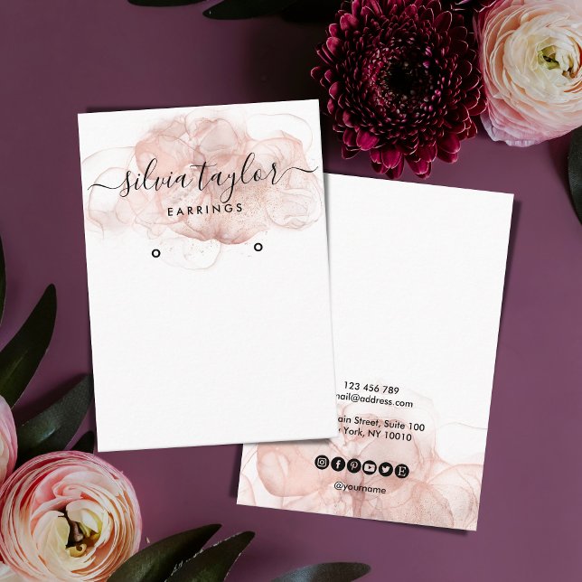 Rose Gold Calligraphy art Earrage carte d'affichag (Créateur téléchargé)