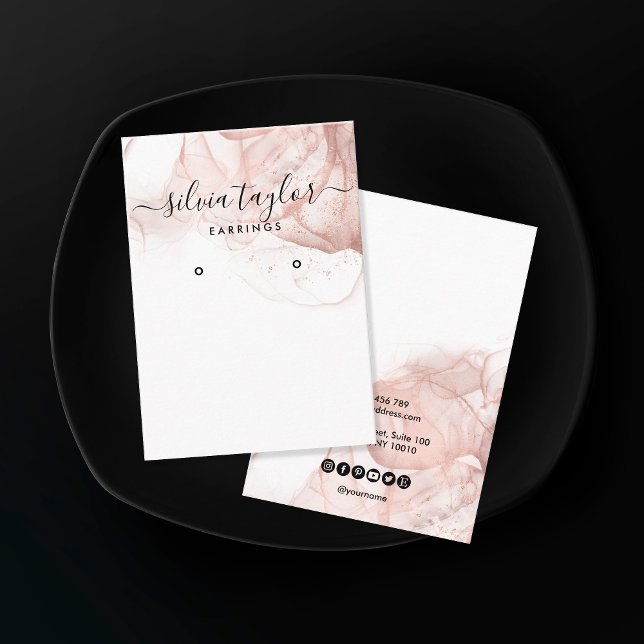 Rose Gold Calligraphy art Earrage carte d'affichag (Créateur téléchargé)