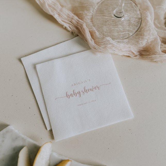 Rose Gold Calligraphy Babydusche Napkins Serviette (Von Creator hochgeladen)
