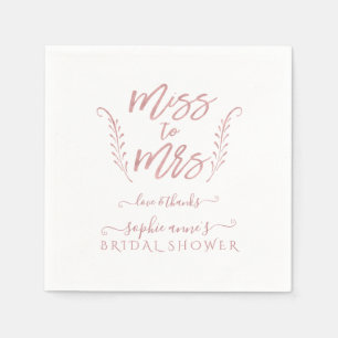 Rose Gold Calligraphy Brautparty Bachelorette Serviette