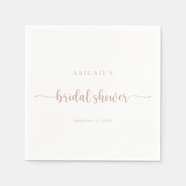 Rose Gold Calligraphy Brautparty Napkins Serviette (Vorderseite)