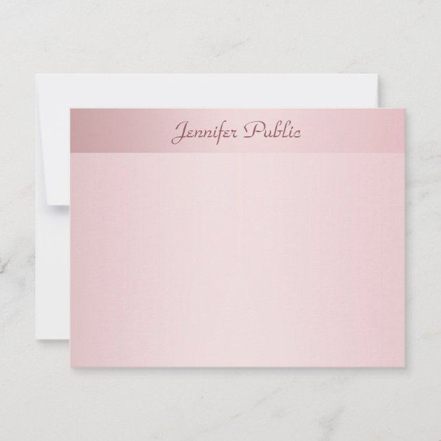 Rose Gold Calligraphy Handschrift Name Template Mitteilungskarte (Vorderseite)
