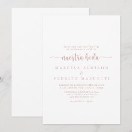 Rose Gold Calligraphy Nuestra Boda Wedding Einladung