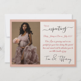 Rose Gold Calligraphy Pregnancy Announccard Ankündigung