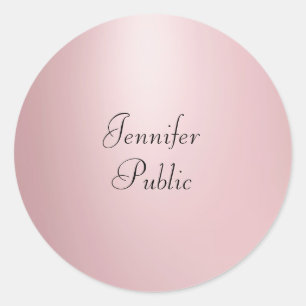 Rose Gold Calligraphy Script Elegant Template Runder Aufkleber