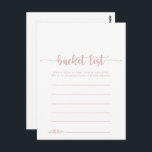 Rose Gold Calligraphy Simple Bucket List Cards Postkarte<br><div class="desc">Diese Rose Gold-Kalligraphie-Einfach-Eimerkarten sind die ideale Lösung für einen einfachen Hochzeitsempfang oder ein einfaches Brautparty. Das schlichte und elegante Design zeichnet sich durch klassische und extravagante Schriftzeichen in Rose gold und weiß aus. Ändern Sie den Wortlaut in Anzug jedes Lebensereignisses. Das Schild der Schaufelliste wird separat verkauft.</div>