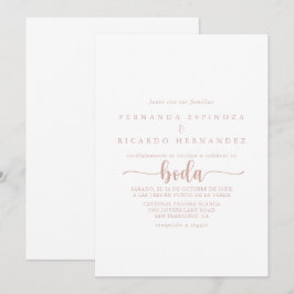 Rose Gold Calligraphy Spanish Wedding Einladung