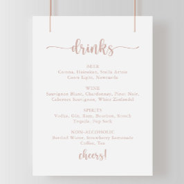 Rose Gold Calligraphy Wedding Drinks Menü Signatur Poster