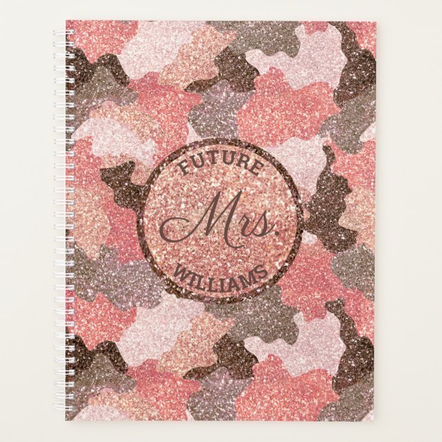 Rose Gold Camo Faux Parties scintillant Camouflage (Devant)