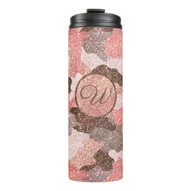 Rose Gold Camouflage Imitate Glitzer Camouflage Mi Thermosbecher (Vorderseite)