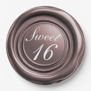 Rose Gold Candle Wax Siegel Tropfen Sweet 16 Weddi Pappteller