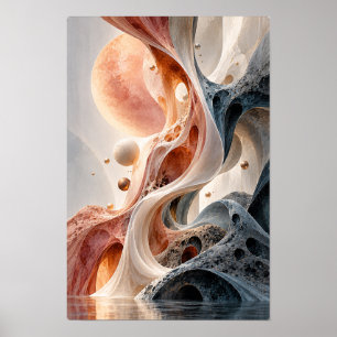 Rose Gold Celestial Flow Surreal Abstraktes Wandku Poster