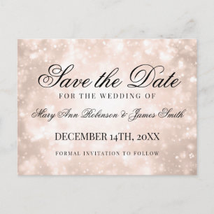 Rose Gold Champagne Bokeh Elegant Save the Date Ankündigungspostkarte