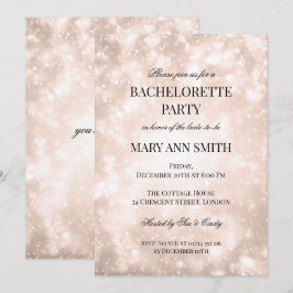 Rose Gold Champagne Bokeh Junggeselinnen-Abschied Einladung