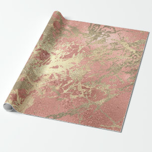 Rose Gold Champaigne Marble Shiny Metallic Strokes Geschenkpapier