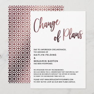 Rose Gold Changement de régime Carte Mariage repor