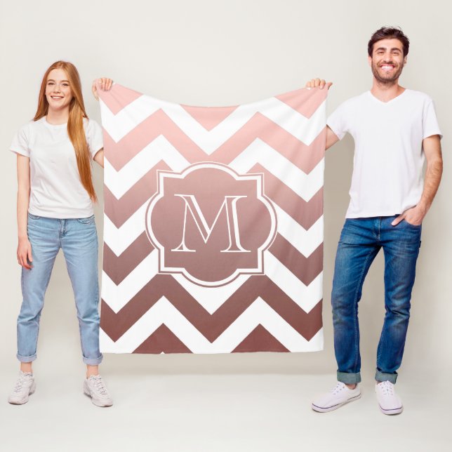 Rose Gold Chevrons Monogram Fleecedecke (Beispiel)