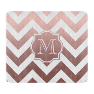 Rose Gold Chevrons Monogram Schneidebrett