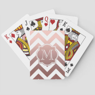 Rose Gold Chevrons Monogram Spielkarten