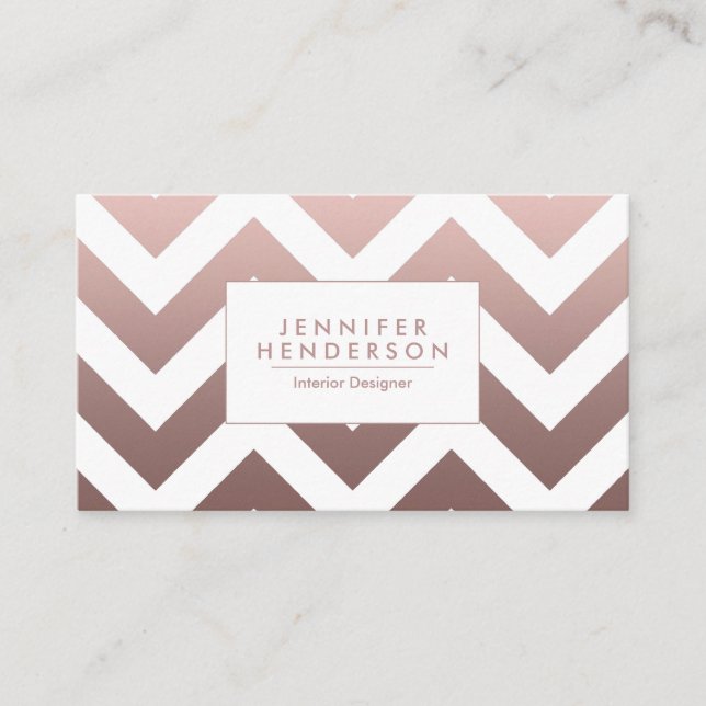 Rose Gold Chevrons Visitenkarte (Vorderseite)