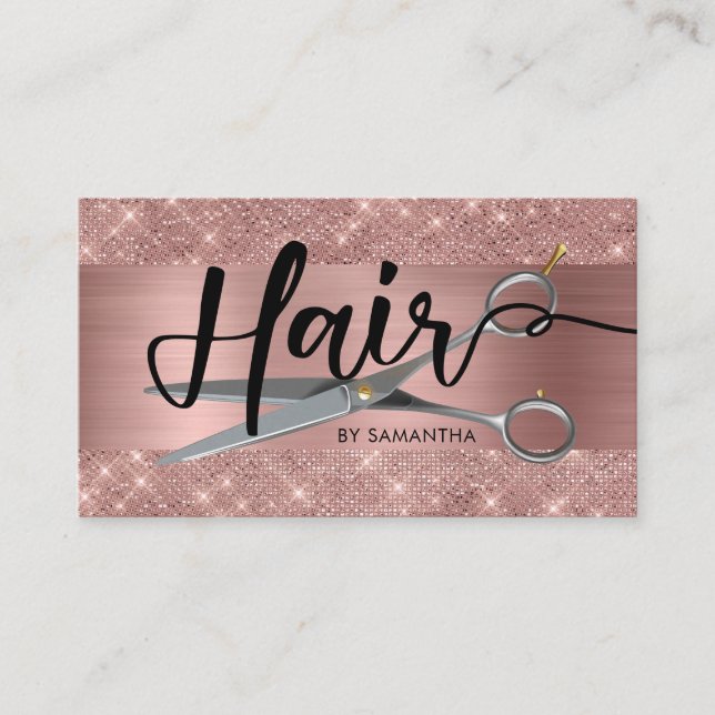 Rose Gold Chic Friseurkarte Visitenkarte (Vorderseite)