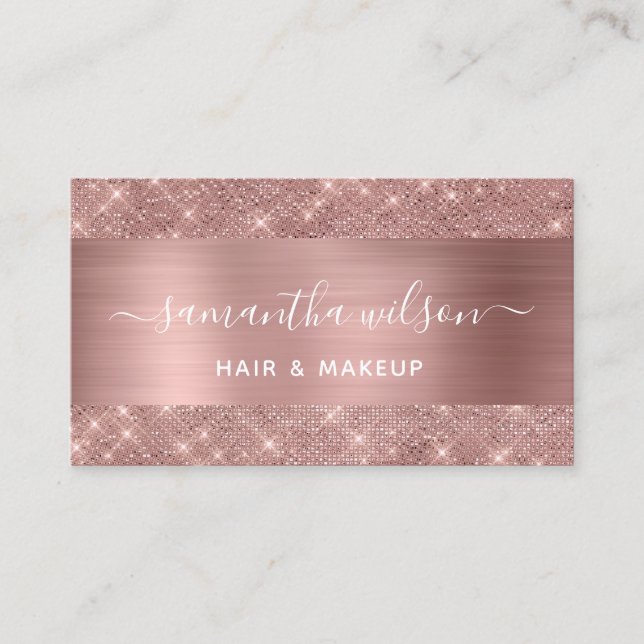 Rose Gold Chic Friseurkarte Visitenkarte (Vorderseite)