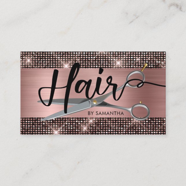 Rose Gold Chic Friseurkarte Visitenkarte (Vorderseite)