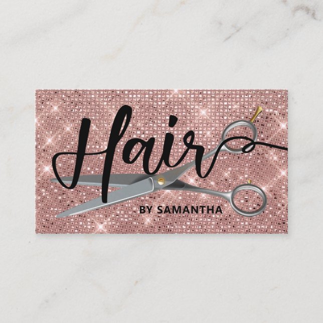 Rose Gold Chic Friseursalon Visitenkarte (Vorderseite)