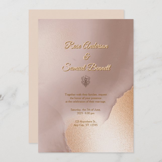Rose Gold Chic Hochzeitseinladung Einladung (Vorne/Hinten)