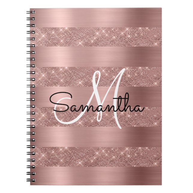 Rose Gold Chic Monogram Notizblock (Vorderseite)