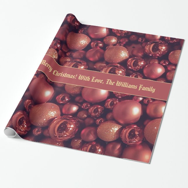 Rose Gold Christmas Baubles Muster Hinzufügen Geschenkpapier (Ungerollt)