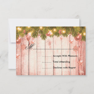 Rose Gold Christmas RSVP Tree & Ribbon Karte