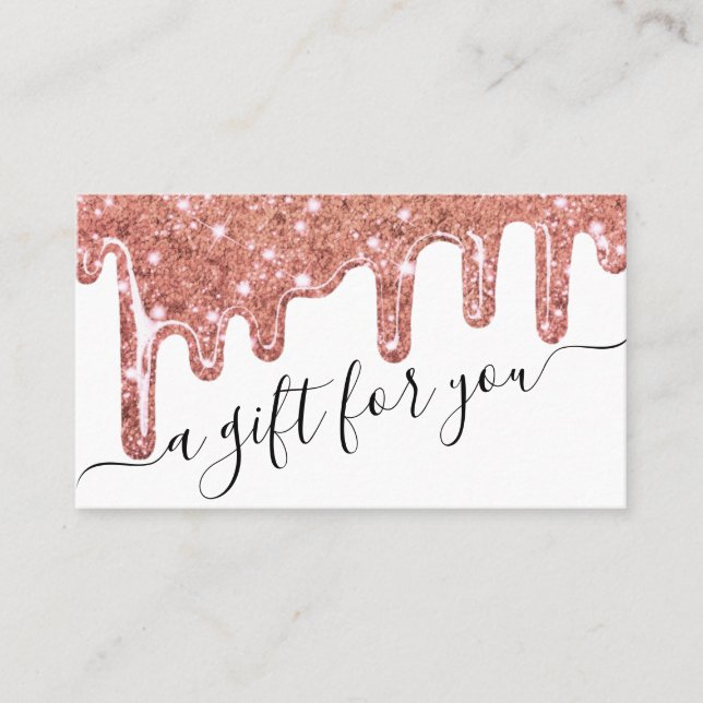 Rose Gold Chunky Glitzer Tropfen Geschenkgutschein Visitenkarte (Vorderseite)