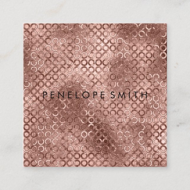 Rose Gold Circles Beauty Stylist Quadratische Visitenkarte (Vorderseite)