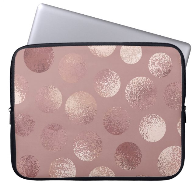 Rose Gold Circles: Vintage Abstrakte Laptopschutzhülle (Vorderseite)