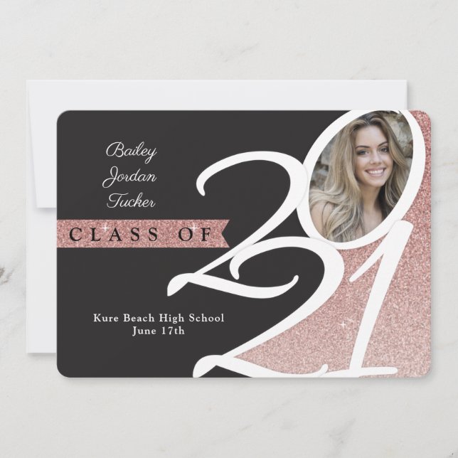 Rose Gold Class 2021 Foto Abschluss Ankündigung (Vorderseite)