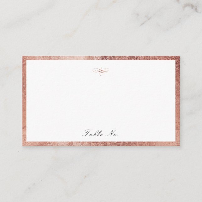 Rose Gold Classic Elegance Script Einfache Hochzei Platzkarte (Vorderseite)