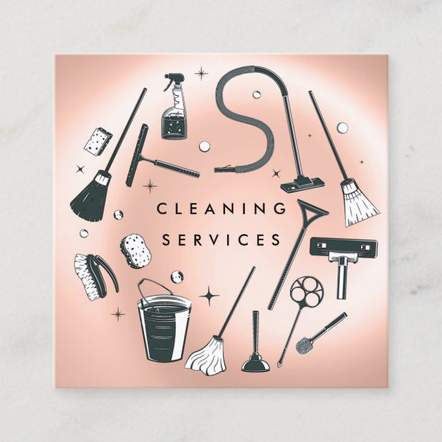 Rose Gold Clearing Services Square  Quadratische Visitenkarte (Vorderseite)