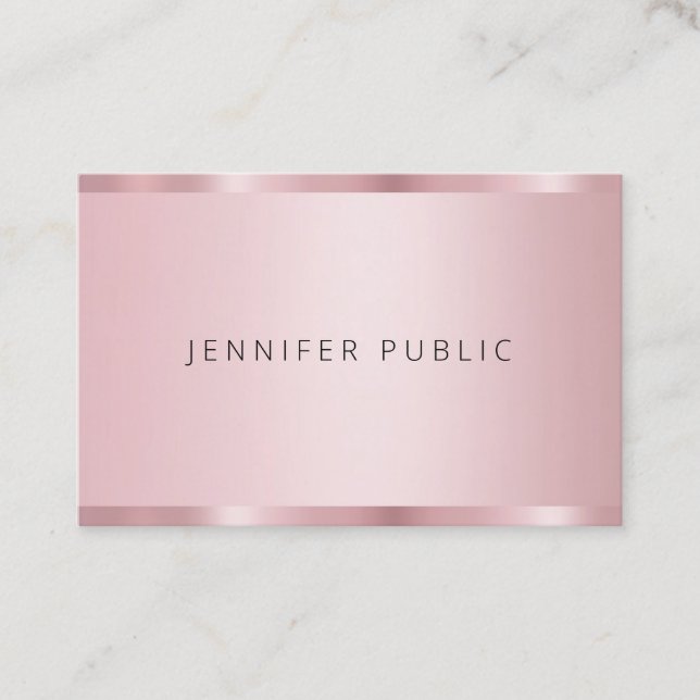 Rose Gold Color Template Moderne Elegante Trendy Visitenkarte (Vorderseite)