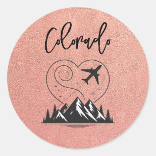 Rose Gold Colorado Pass Runder Aufkleber