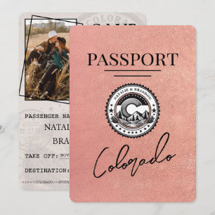 Rose Gold Colorado Passport Save the Date