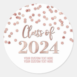 Rose Gold Confetti Abschluss 2024 Runder Aufkleber