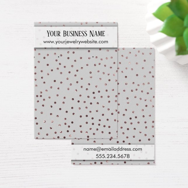 Rose Gold Confetti auf Gray Earring Holding Card (Schreibtisch)