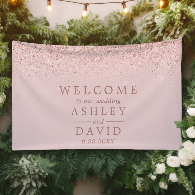 Rose Gold Confetti Blush Pink Hochzeit Willkommen Banner (Von Creator hochgeladen)