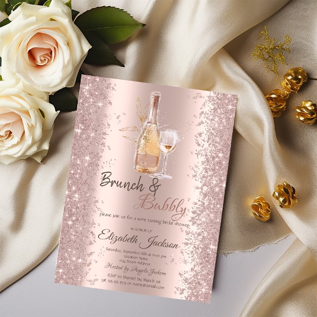 Rose Gold Confetti Brautparty Einladung (Von Creator hochgeladen)