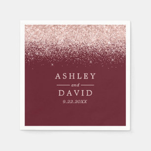 Rose Gold Confetti Burgund Moderne Hochzeit Serviette