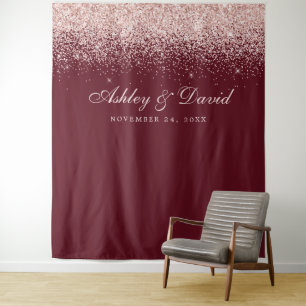 Rose Gold Confetti Burgundy Foto Stand Hintergrund Wandteppich