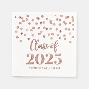 Rose Gold Confetti Class of 2025 Napkins Serviette